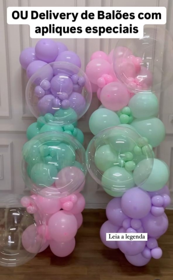 1 Arco de Balões 1,5 Mt Com Bubbles - Jujuba Festa e Cia 