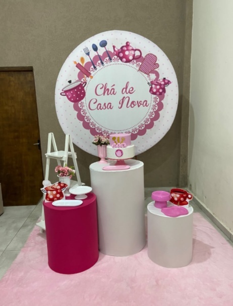 Kit Pm Médio Chá de Casa Nova Branco Com Rosa - Jujuba Festa e Cia 
