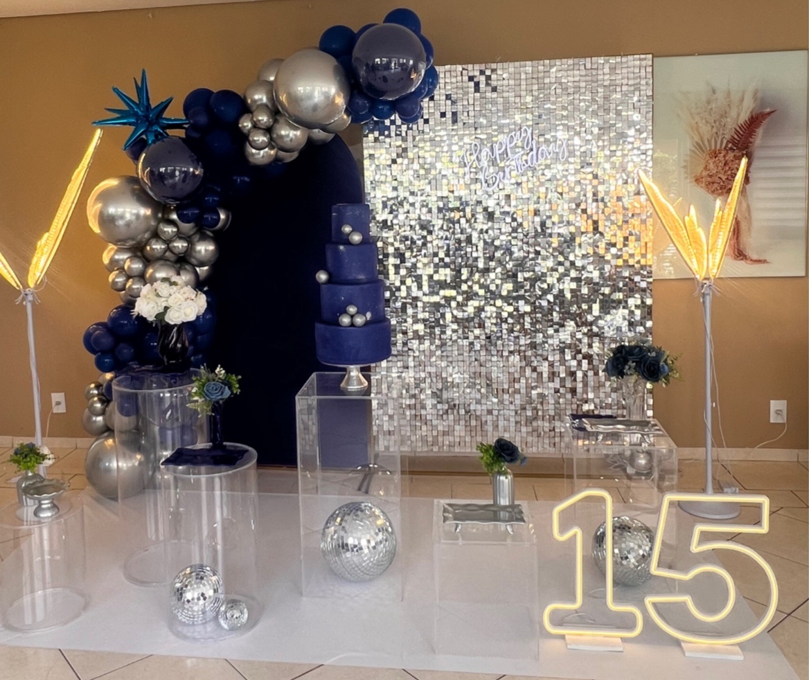 Decoração Vip Prata E Azul - Jujuba Festa e Cia 