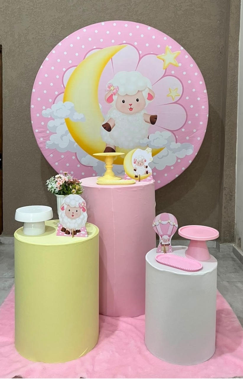 Kit Básico Ovelhinha Rosa - Jujuba Festa e Cia 