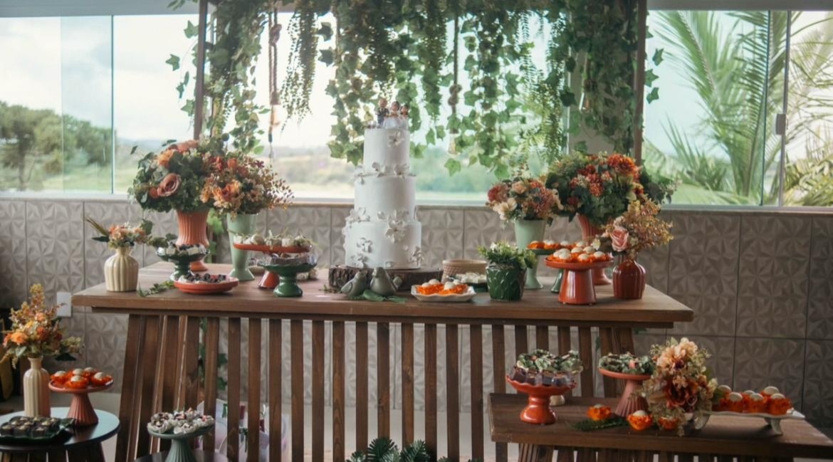Mesa Casamento Terracota E Verde Oliva - Jujuba Festa e Cia 