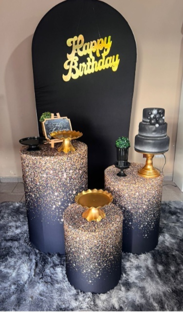 Kit Pm Básico Dourado Com Gliter - Jujuba Festa e Cia 