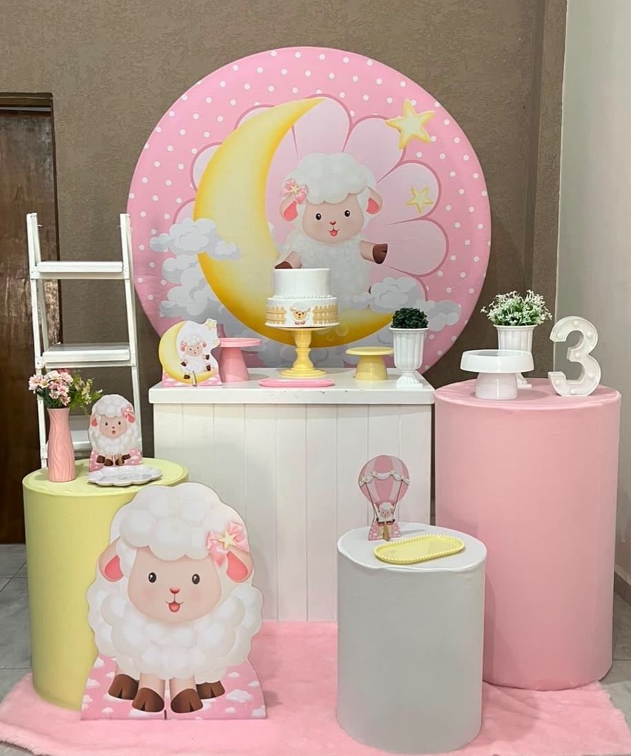 Kit Grande Ovelhinha Rosa - Jujuba Festa e Cia 