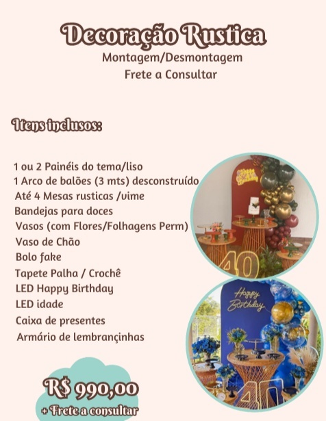 Decoração Completa Rustico - Promo - Jujuba Festa e Cia 