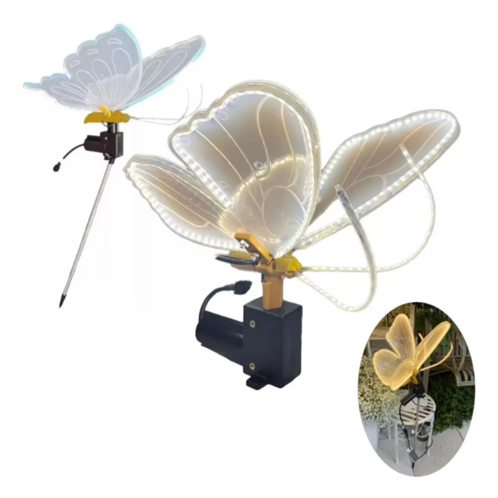Borboleta Led E Movimento C/ Suporte 40 Cm - Jujuba Festa e Cia 
