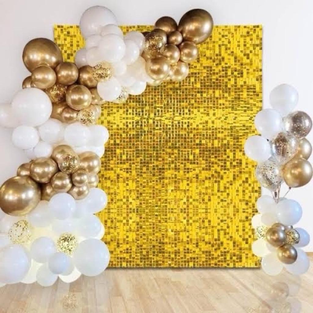 Painel Shimmer Wall Dourado 1.50 X 2,20 - Jujuba Festa e Cia 