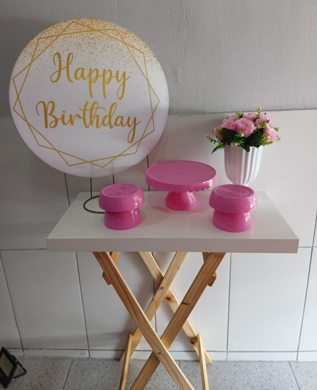 Kit Cristal - Happy Birthday Dourado/Branco - AR de Festa