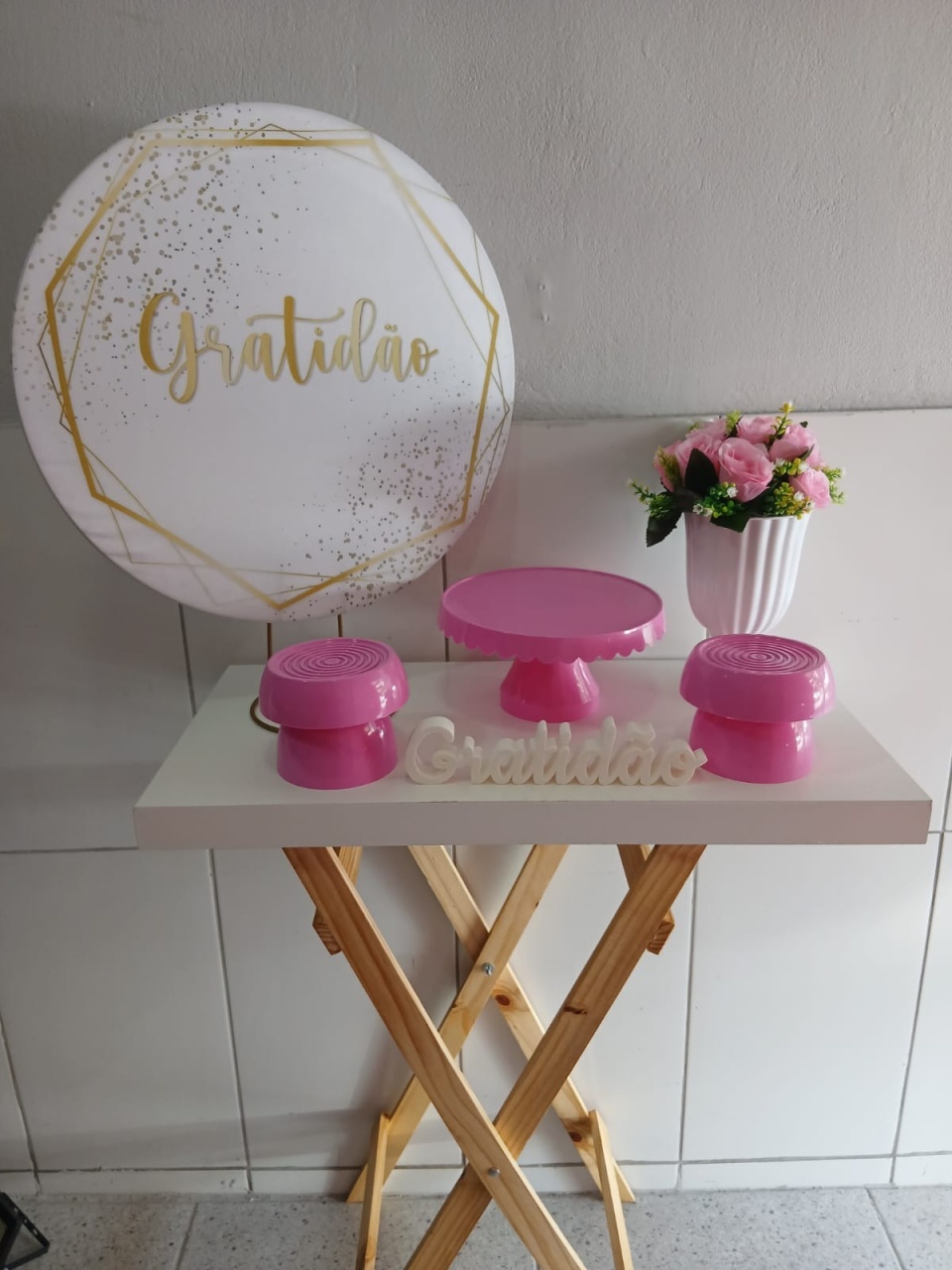 Kit Cristal - Gratidão Branco/Dourado - AR de Festa