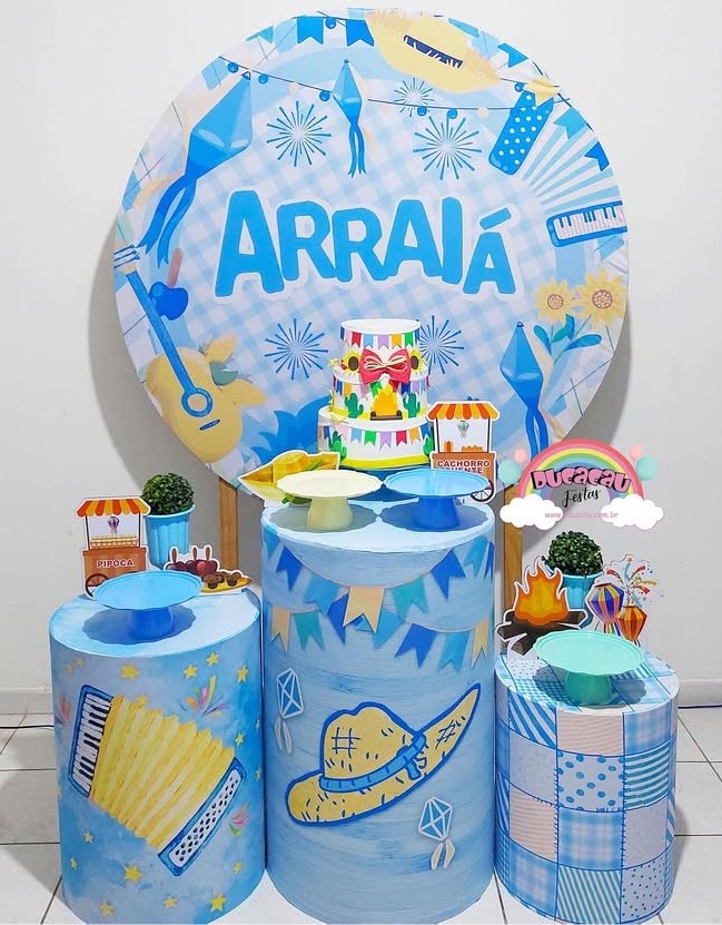 Kit Pegue E Monte Arraiá Azul - Ducacau Festas