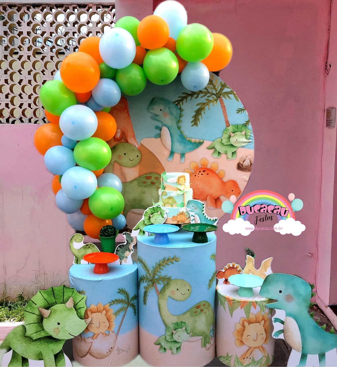 Kit Pegue E Monte Dino Baby Aquarela - Ducacau Festas
