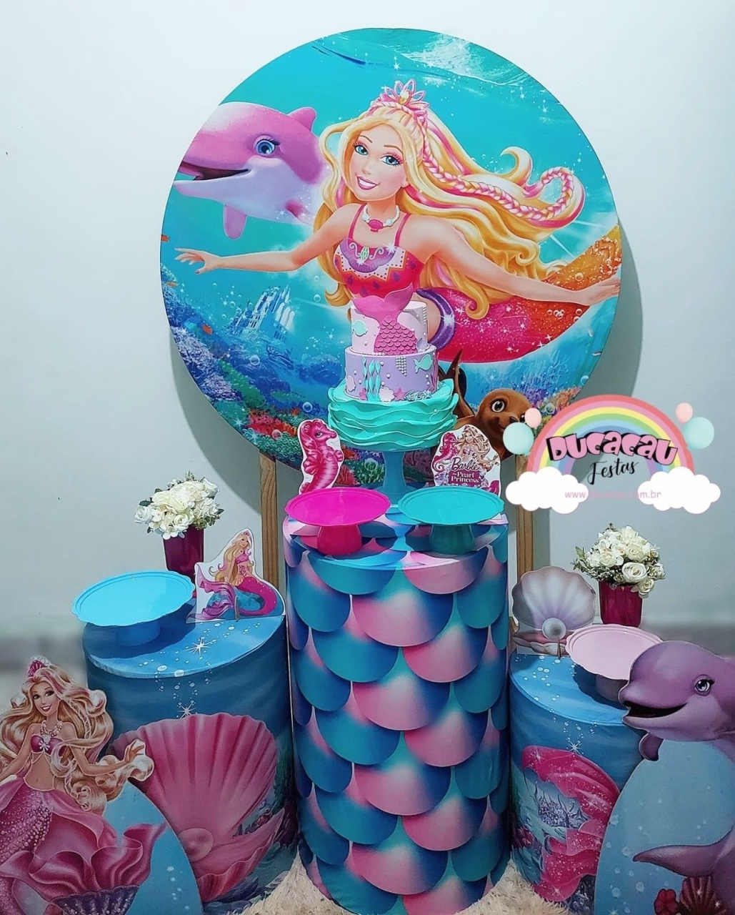 Kit Pegue E Monte Barbie Sereia - Ducacau Festas