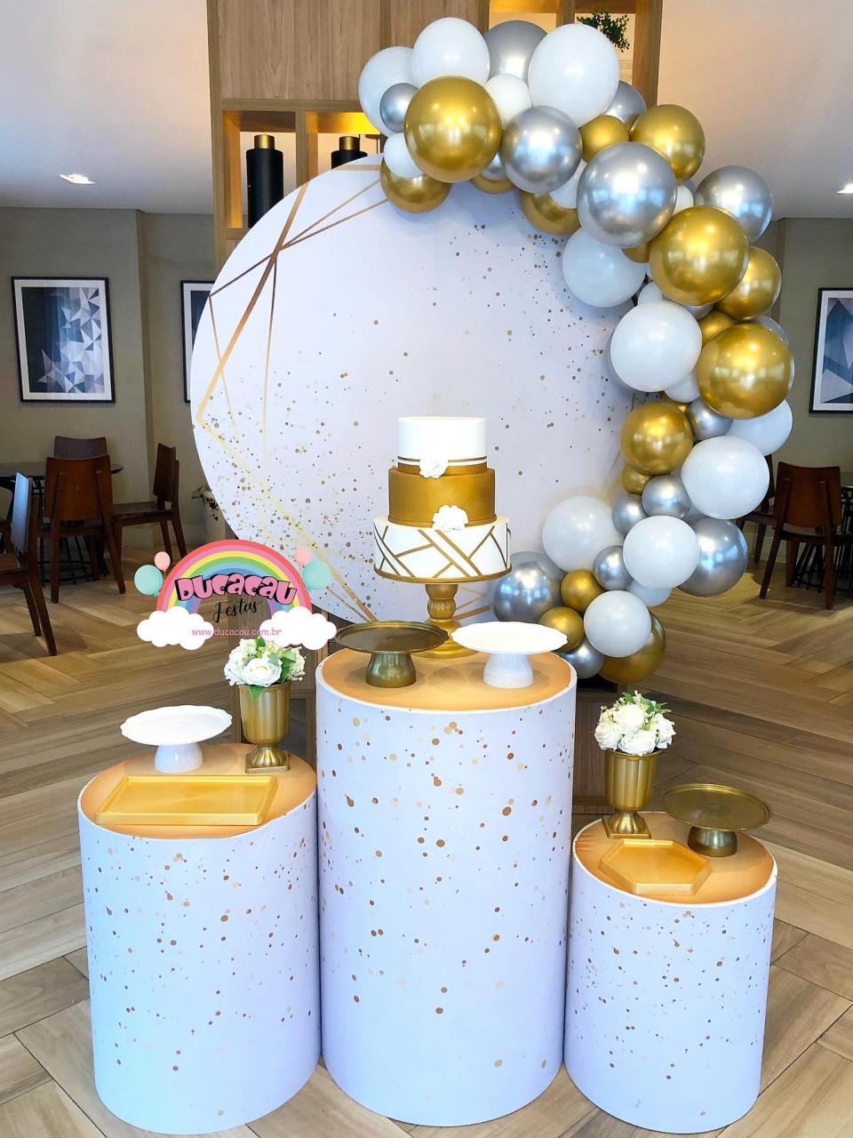 Kit Pegue E Monte Glitter Dourado E Branco - Ducacau Festas