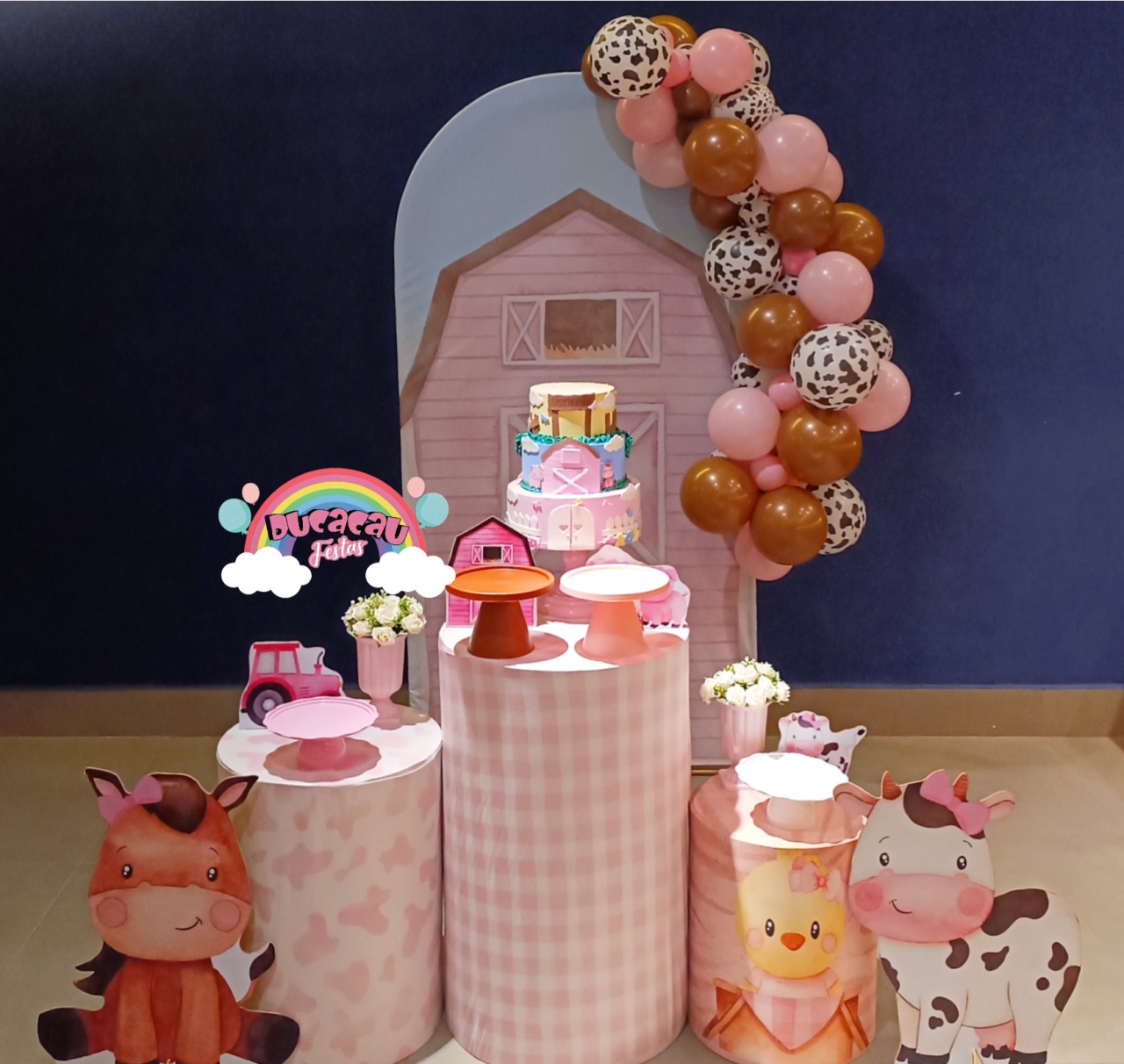 Kit Pegue E Monte Fazendinha Rosa Ii - Ducacau Festas