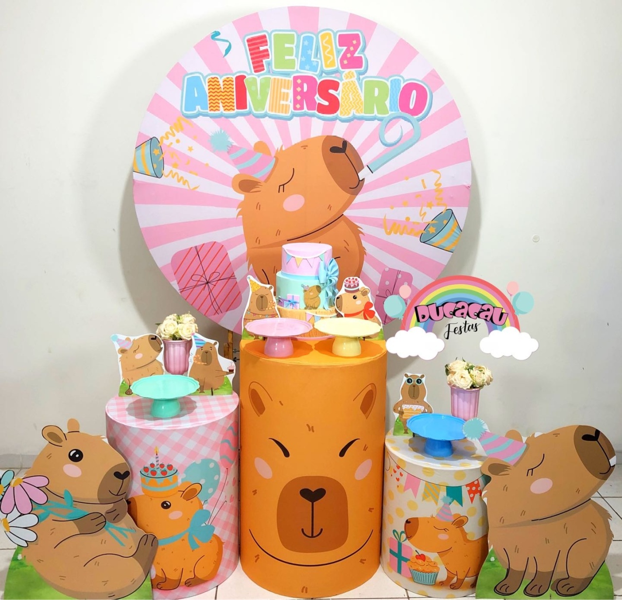 Kit Pegue E Monte Capivara Rosa - Ducacau Festas