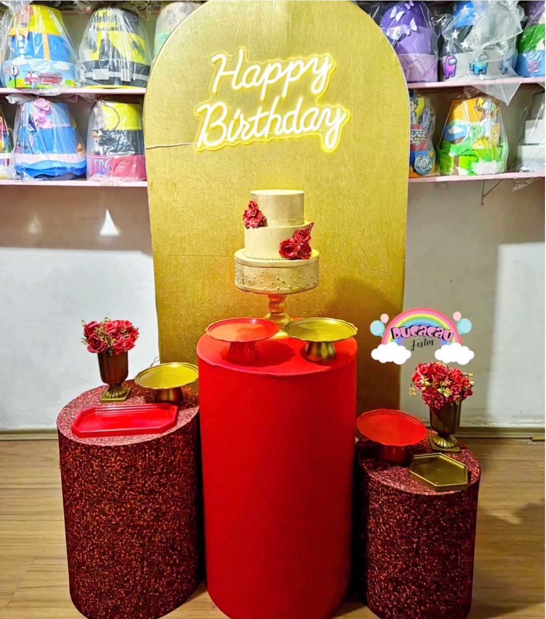 Kit Pegue E Monte Vermelho E Dourado - Ducacau Festas