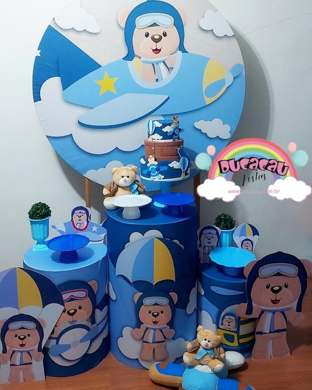 Kit Pegue E Monte Ursinho Aviador - Ducacau Festas