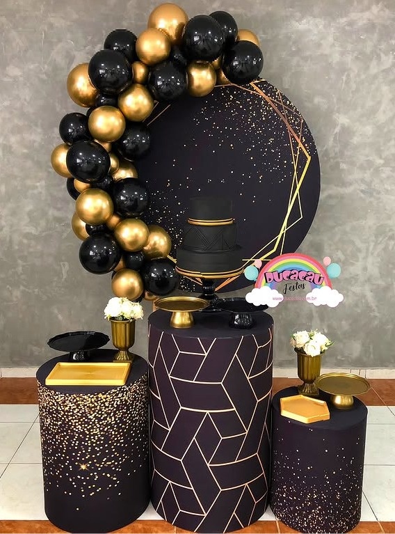 Kit Pegue E Monte Glitter Preto E Dourado - Ducacau Festas