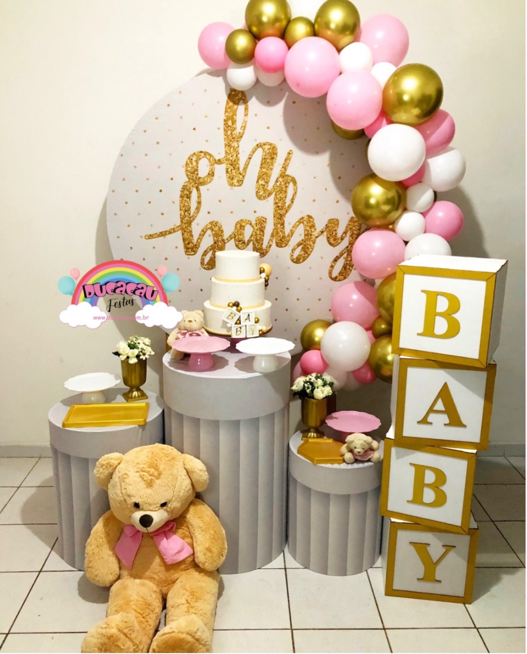 Kit Pegue E Monte Oh Baby - Chá de Bebê Menina - Ducacau Festas