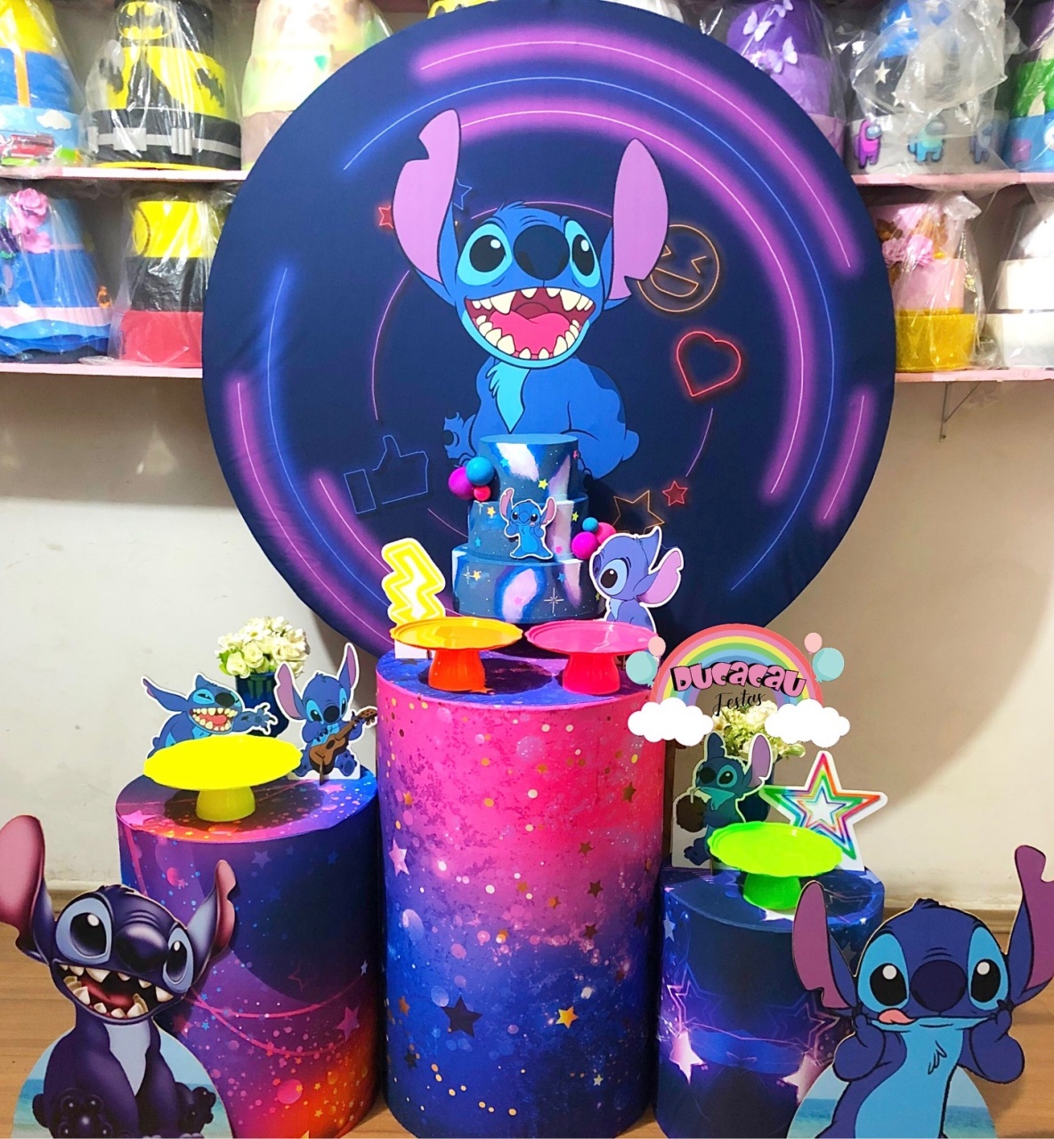 Kit Pegue E Monte Stitch Neon - Ducacau Festas