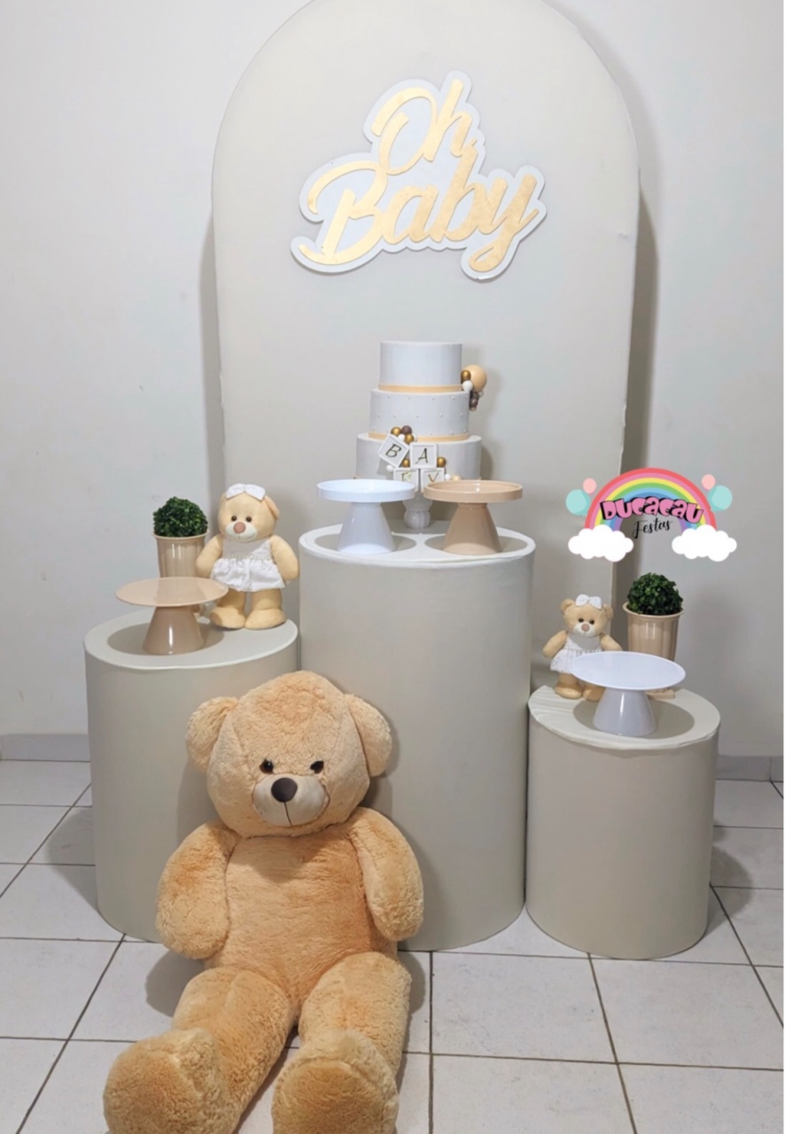 Kit Pegue E Monte Chá de Bebê Menina - Tons Neutros - Ducacau Festas