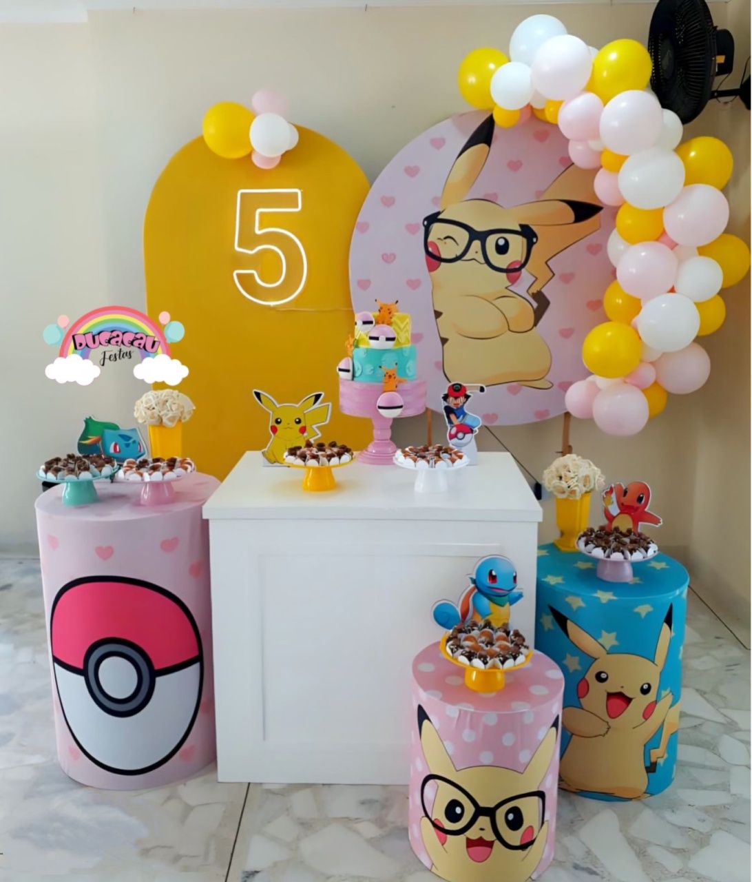 Kit Pegue E Monte Pokémon Rosa/Pikachu - Versão Maior - Ducacau Festas