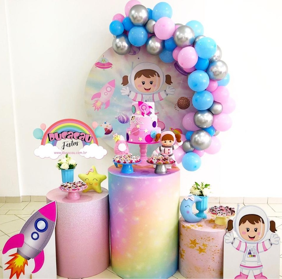 Kit Pegue E Monte Astronauta Rosa - Ducacau Festas