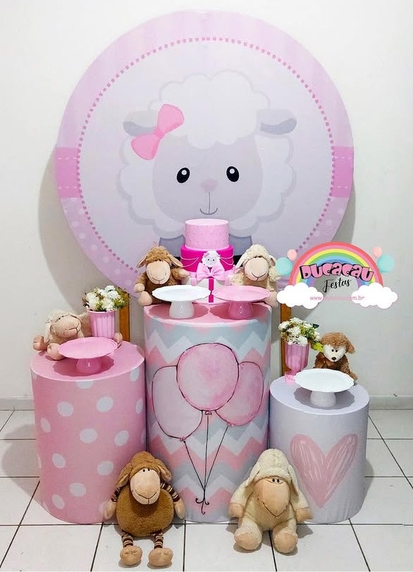 Kit Pegue E Monte Ovelinha Rosa - Ducacau Festas