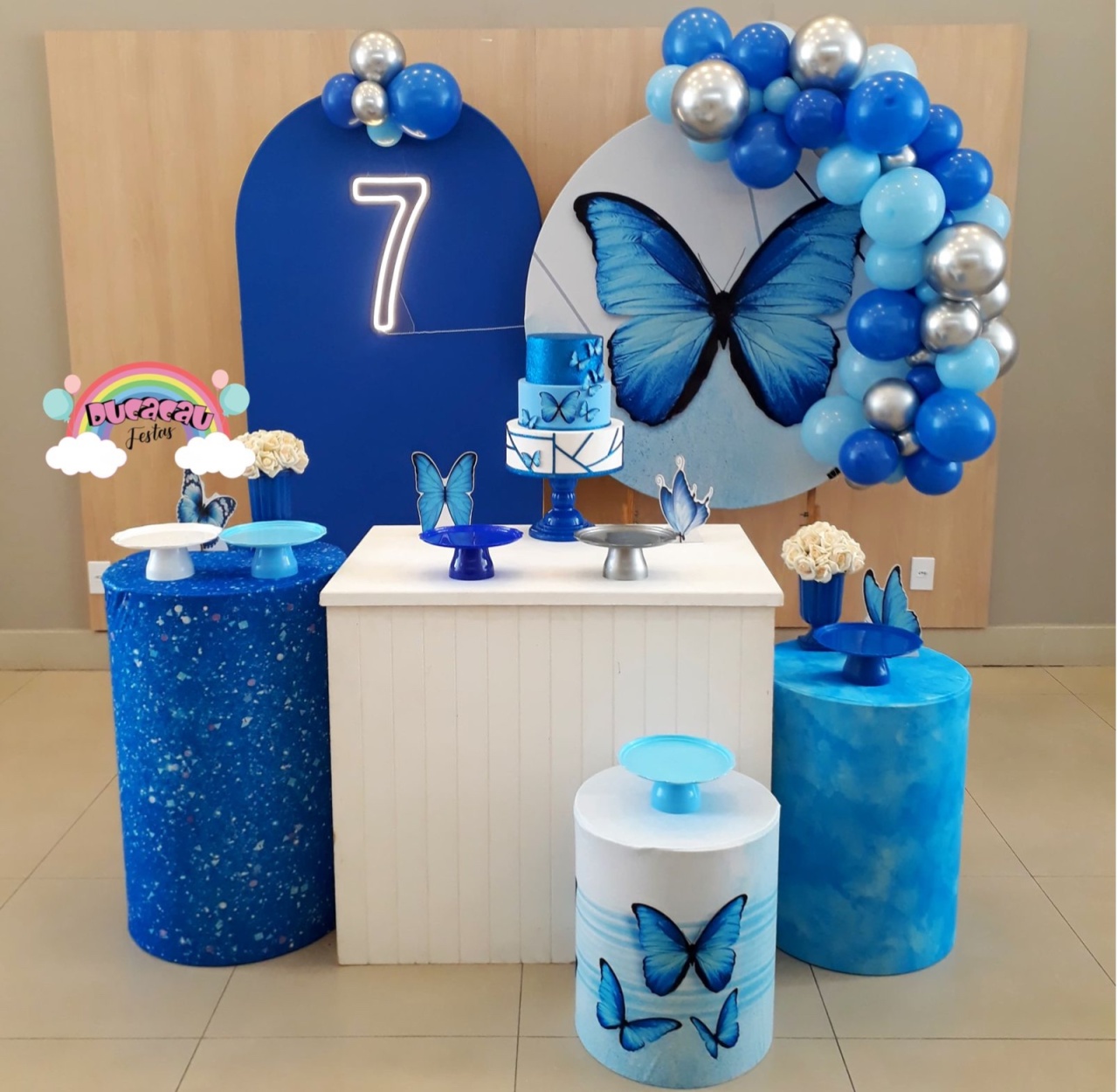 Kit Pegue E Monte Borboleta Azul - Versão Maior - Ducacau Festas