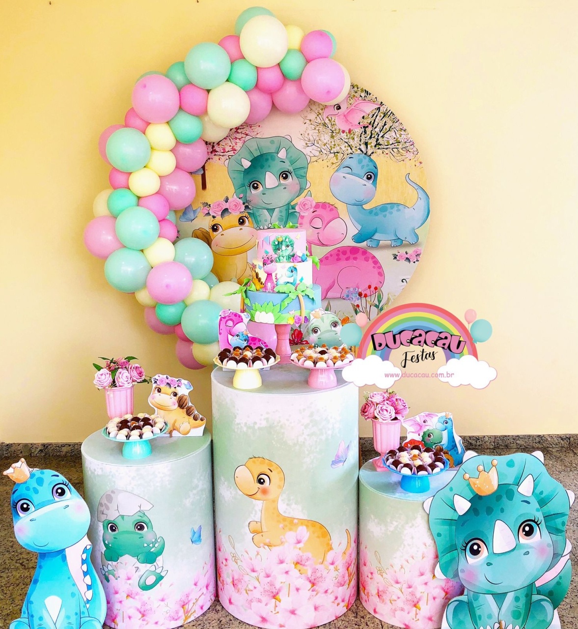 Kit Pegue E Monte Dino Baby Rosa - Ducacau Festas
