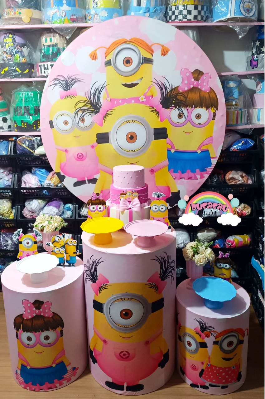 Kit Pegue E Monte Minions Rosa - Ducacau Festas