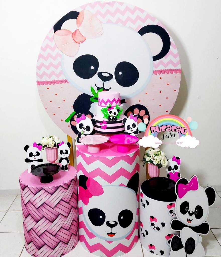 Kit Pegue E Monte Panda Rosa - Ducacau Festas