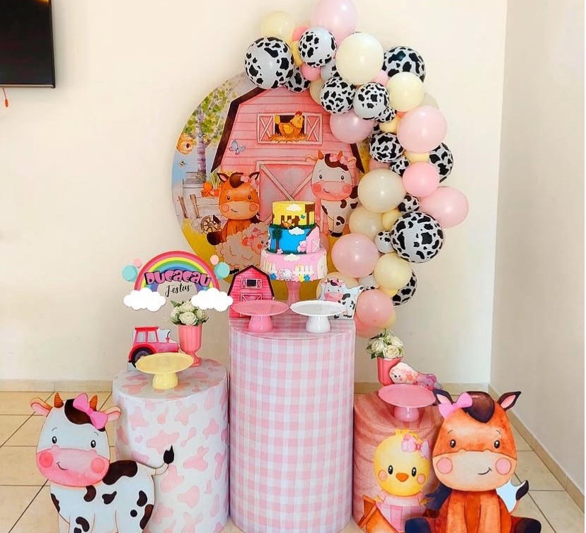 Kit Pegue E Monte Fazendinha Rosa - Ducacau Festas