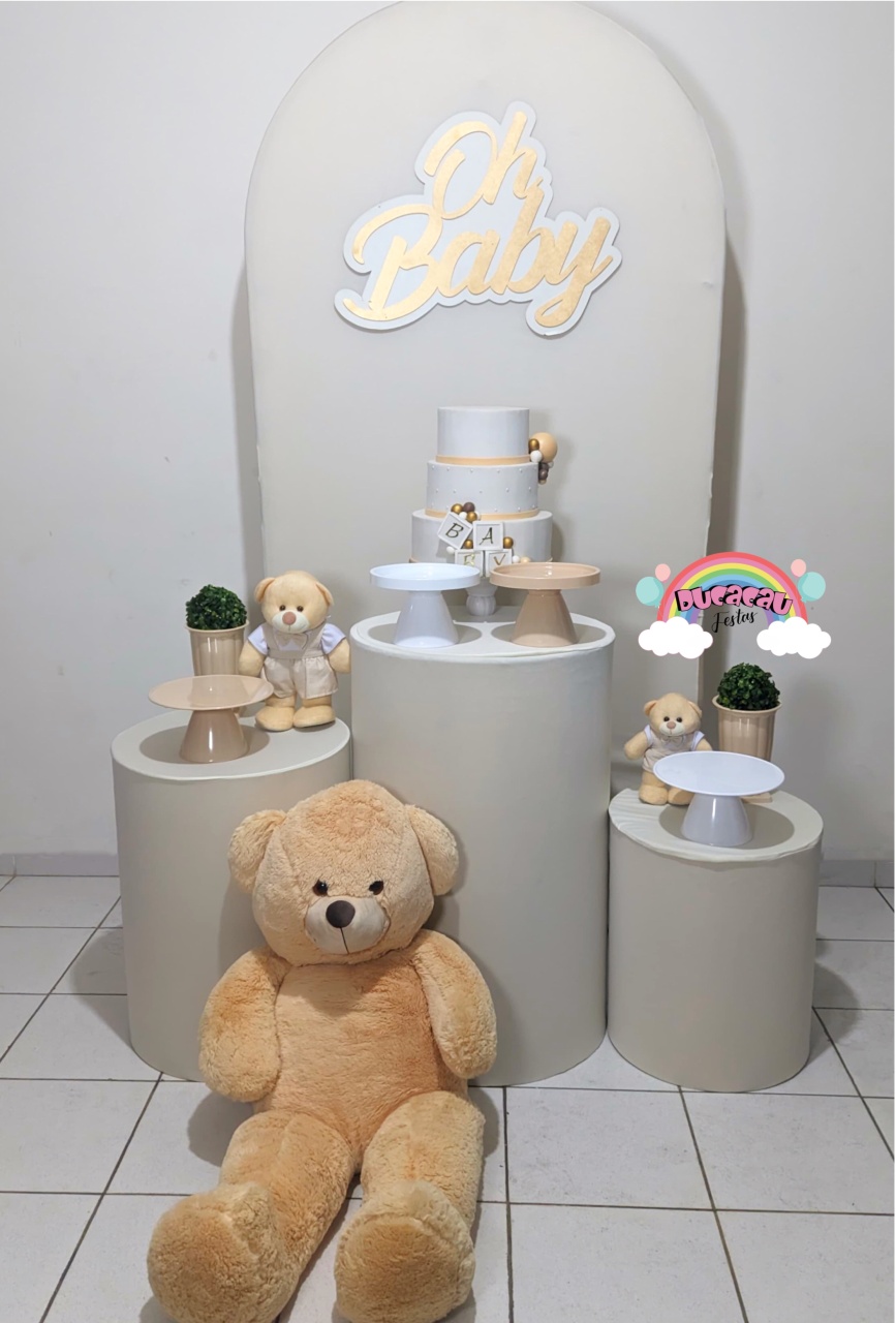 Kit Pegue E Monte Chá de Bebê Menino - Tons Neutros - Ducacau Festas