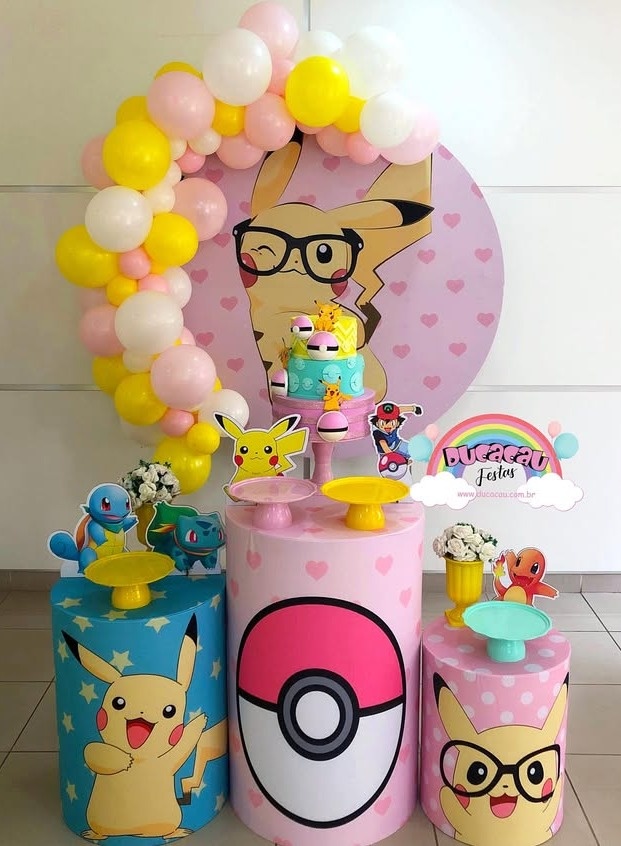 Kit Pegue E Monte Pokémon Rosa - Ducacau Festas