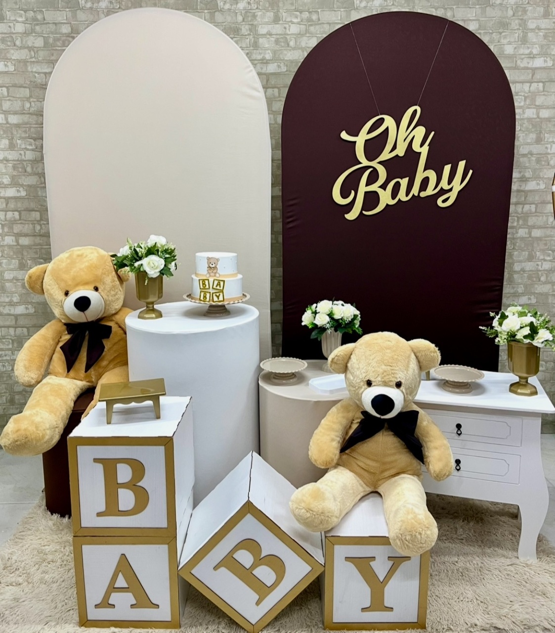 Chá Bebe Marrom Com Bege 2 Urso - Helpfestas