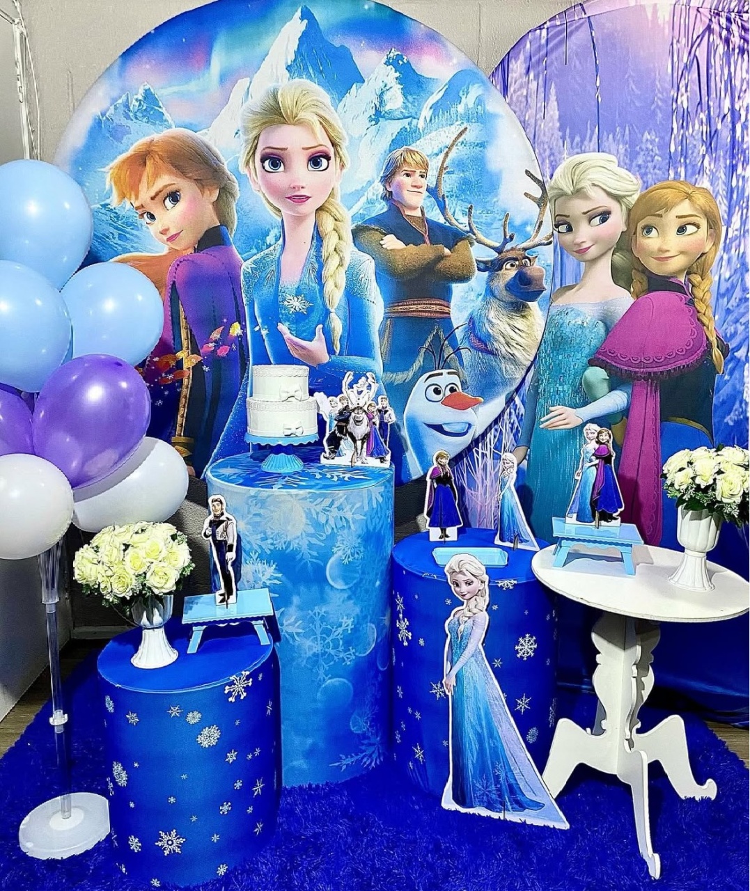 Frozen Azul  Com Painel Romano  - Helpfestas