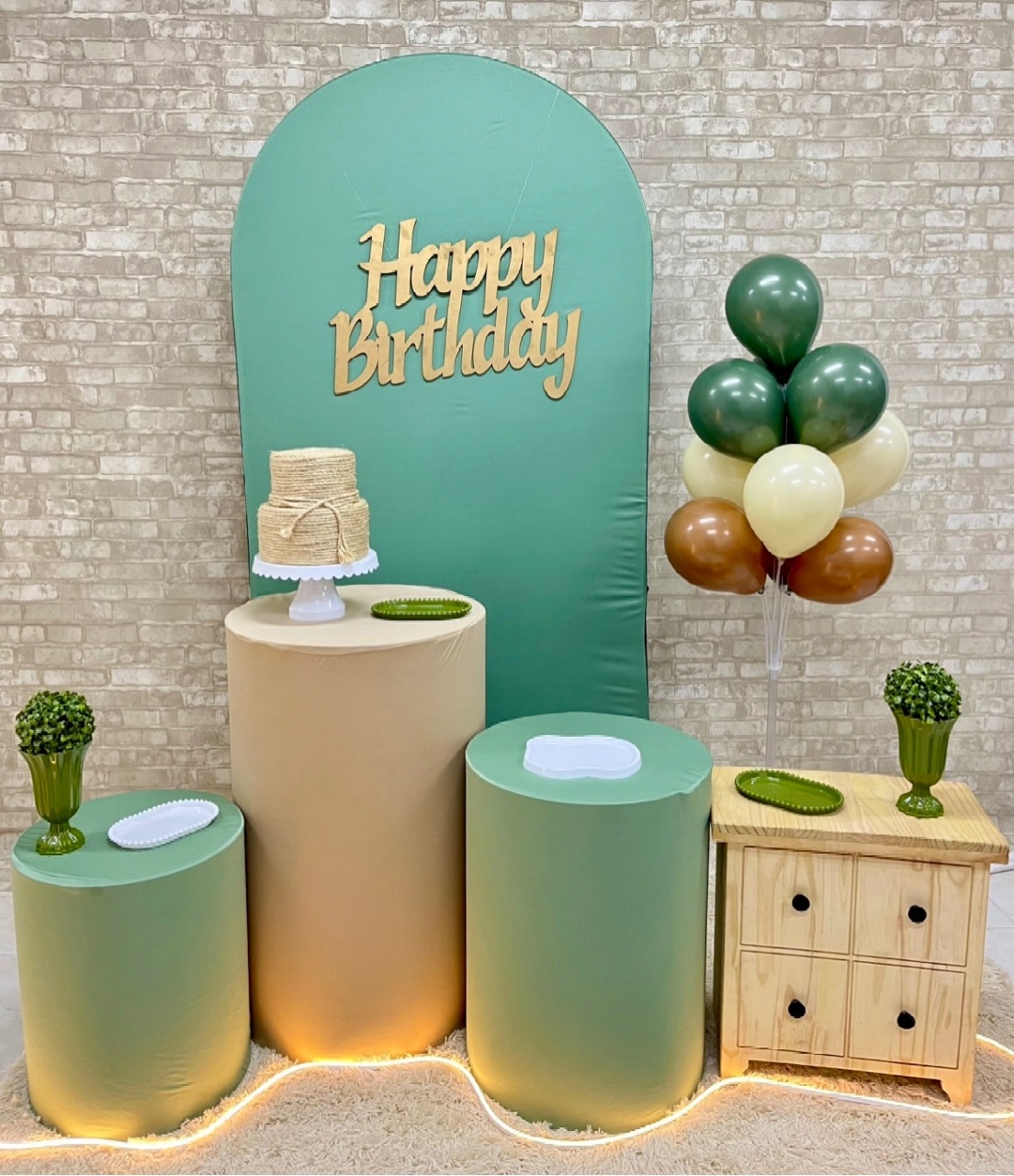 Decoração Verde Com Bege  - Helpfestas