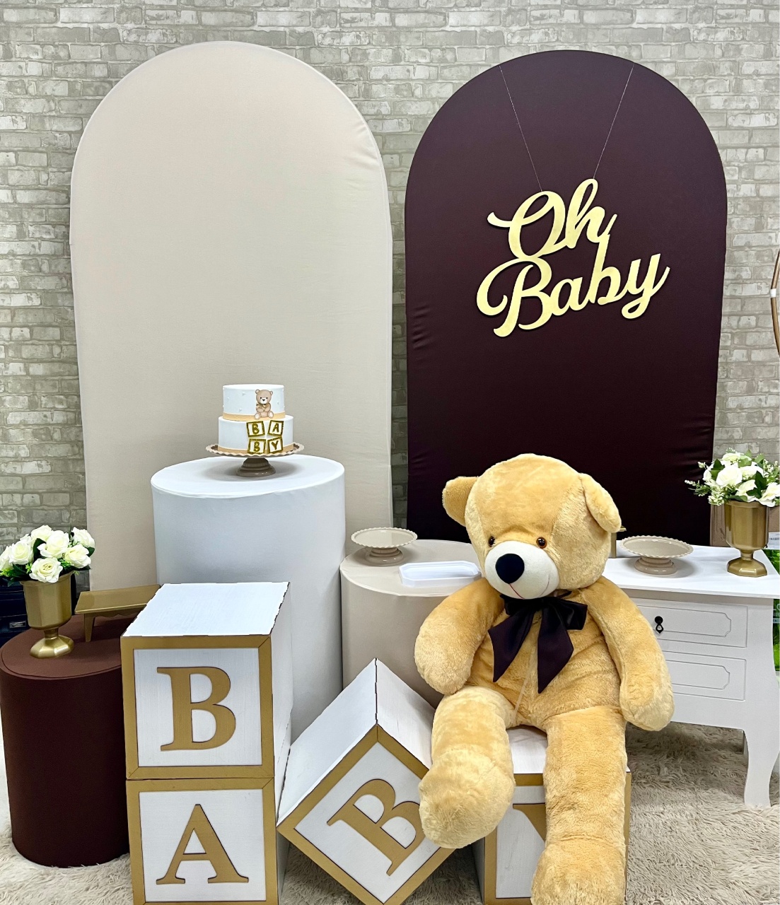 Chá Bebe Marrom Com Bege  - Helpfestas