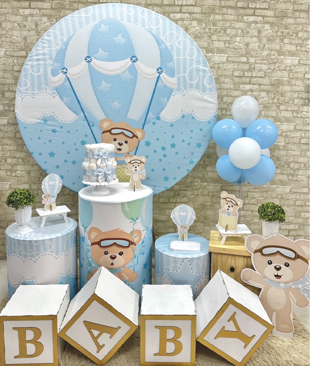 Chá Bebe Urso Baloeiro  Com Cubos Baby  - Helpfestas