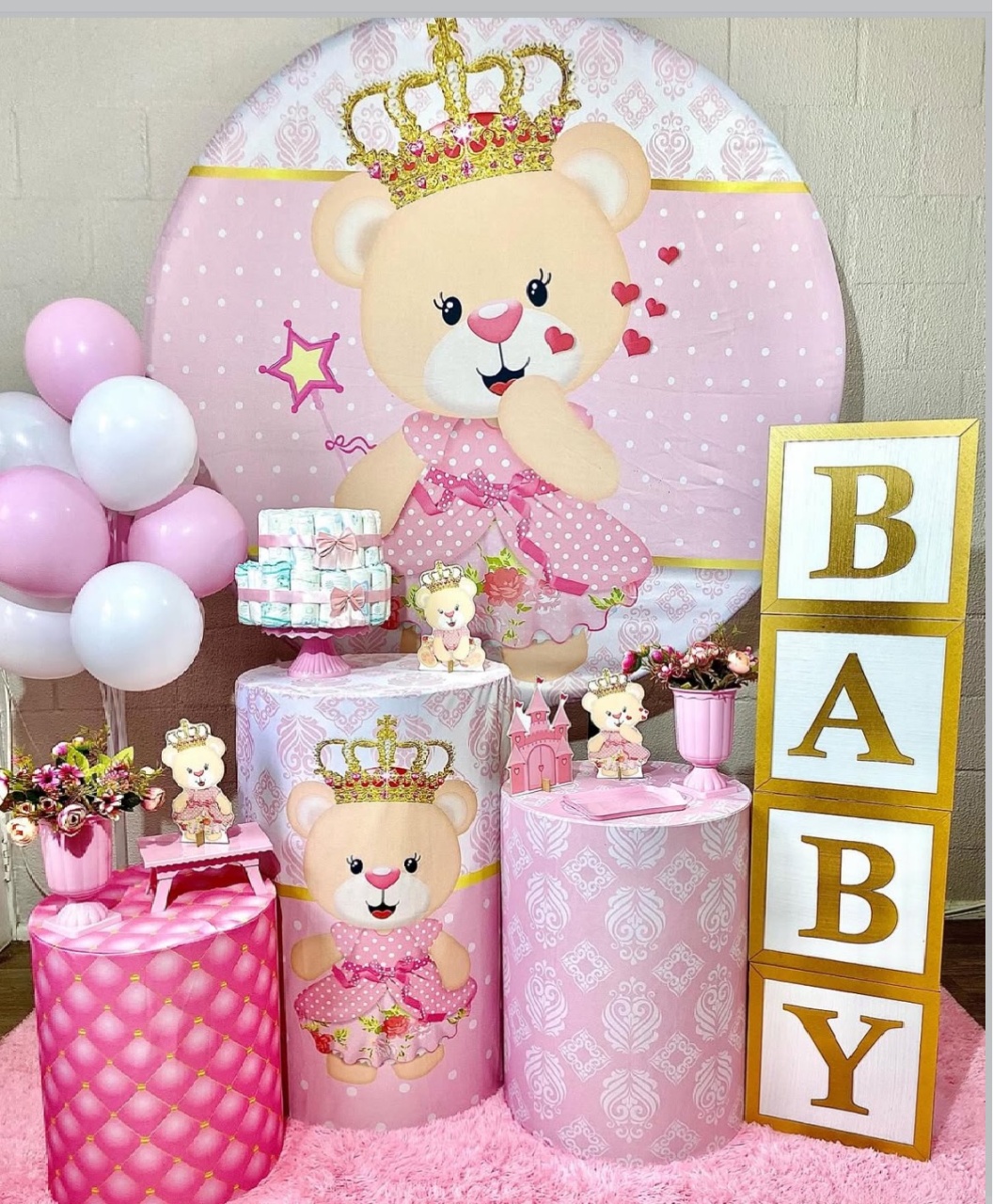 Cha Bebe Ursa Realeza Rosa 2 - Helpfestas