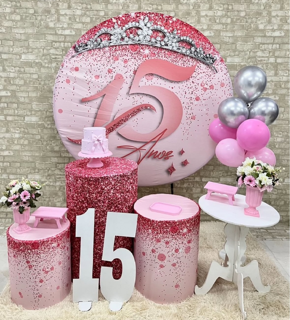 15 Anos Rosa  Número Mdf - Helpfestas