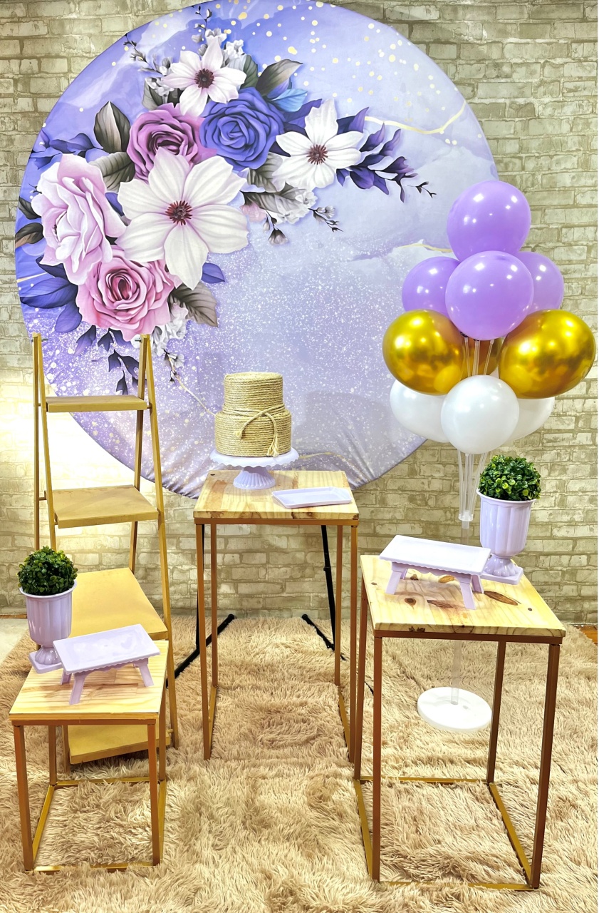 Adulto Floral Roxo Mesa Ferro - Helpfestas