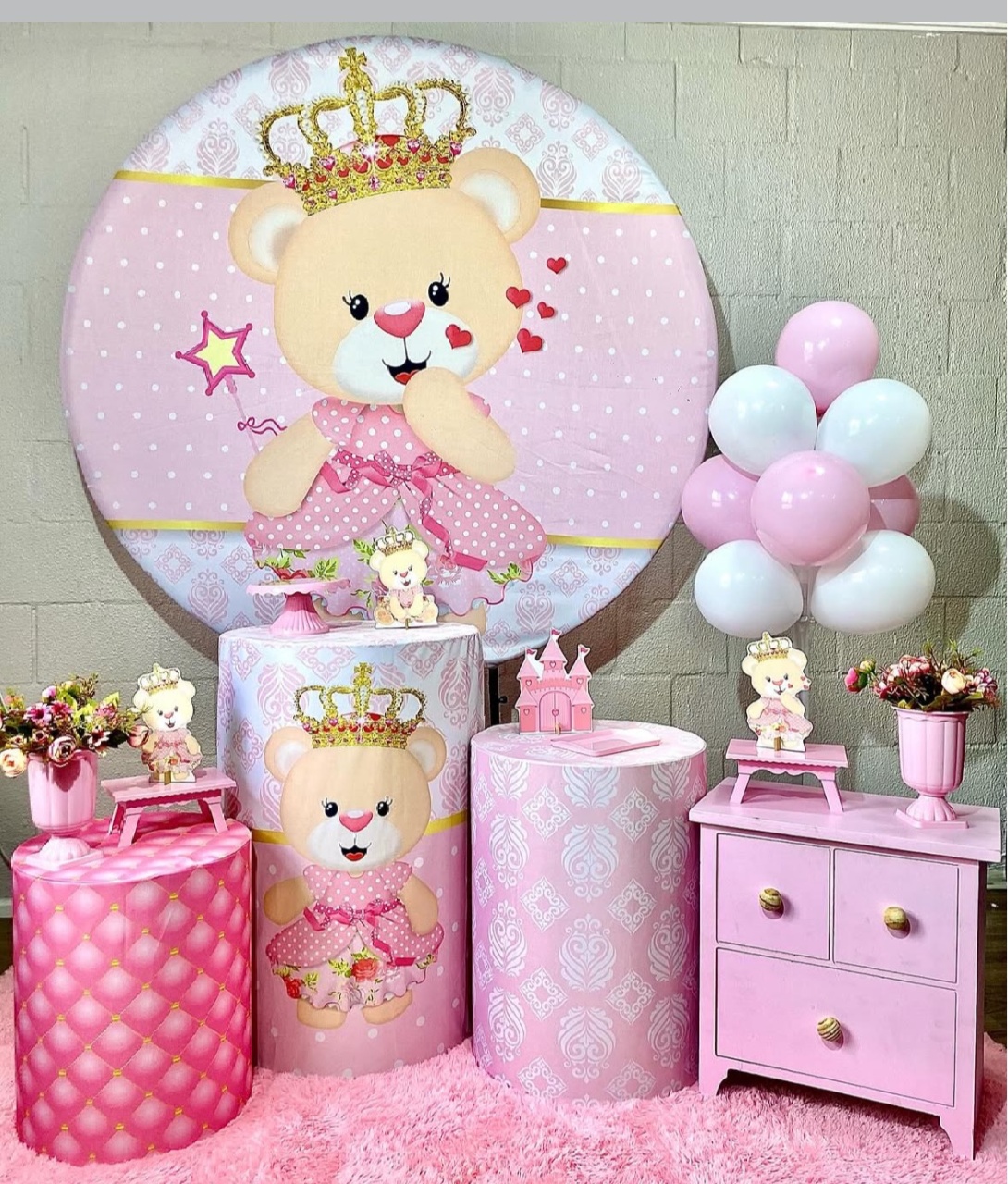 Cha Bebe Ursa Realeza Rosa - Helpfestas