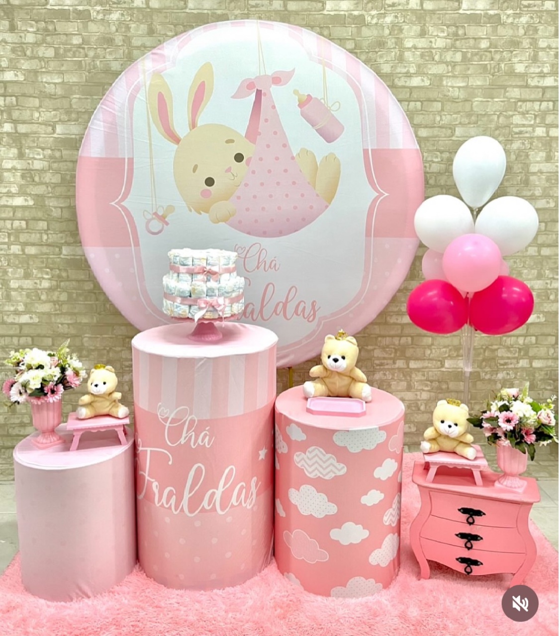 Chá Bebê Coelha Rosa  - Helpfestas