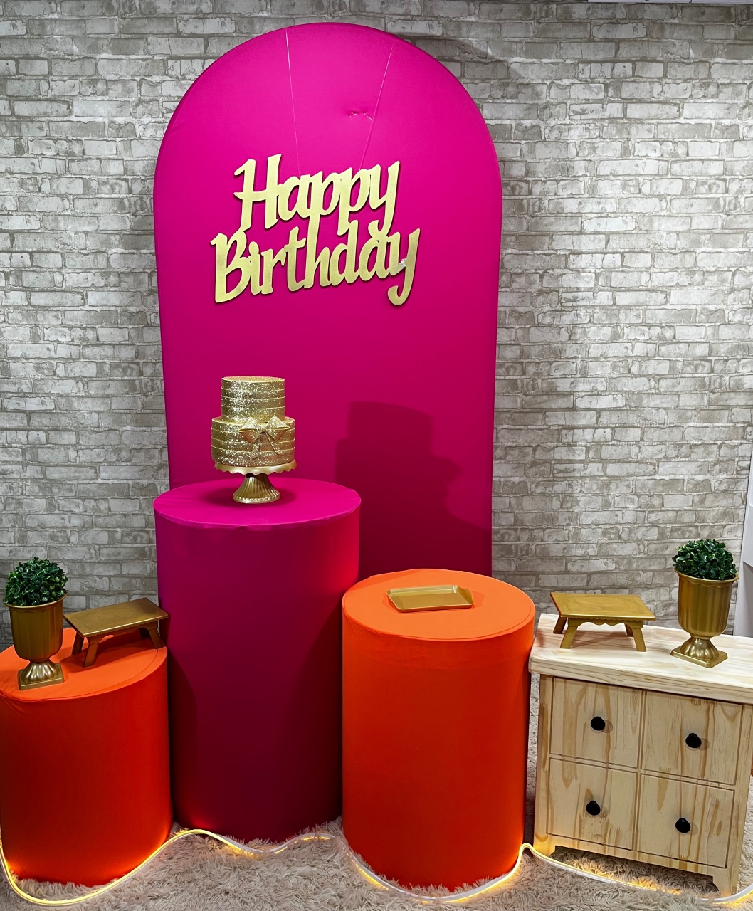 Decoração Laranja E Rosa Pink  - Helpfestas