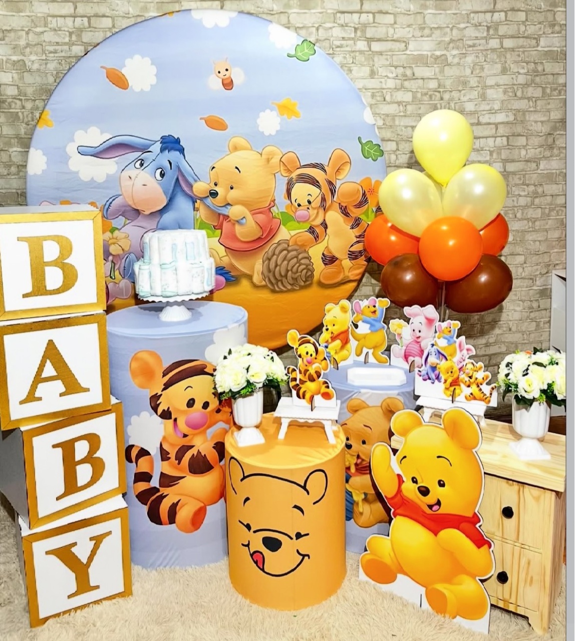 Chá de Bebe Ursinho Puff Com Cubos Baby  - Helpfestas