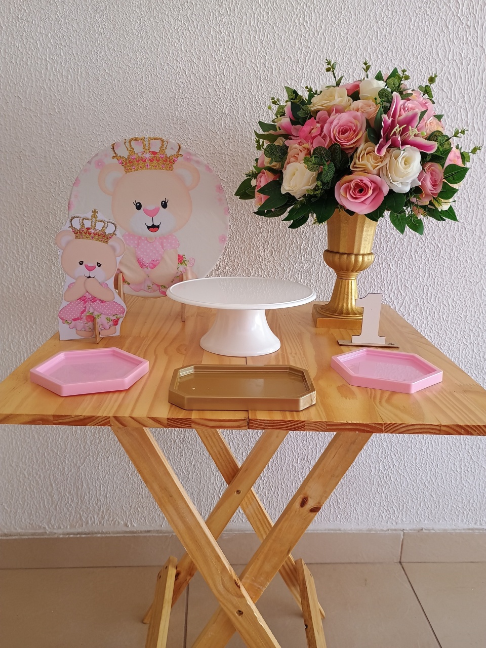 Mini Kit - Festa Na Mesa - Ursinha Rosa - Neide Locações pegue e Monte 