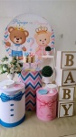 Kit Pegue E Monte Chá de Bebê Ou Revelação Ursos Príncipe Ou Princesa Com Cubo Baby E Escadinha - Clássico - imagem 2