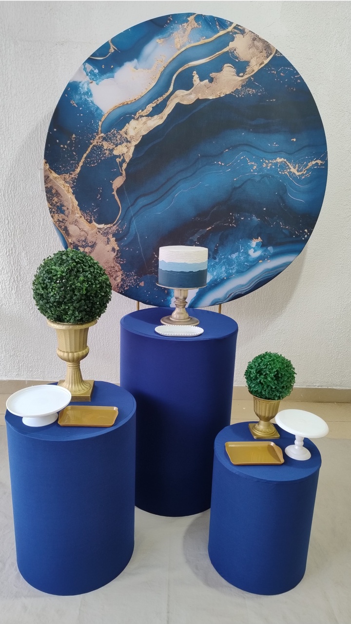 Kit Pegue E Monte Unissex Versão Masculina Efeito Mármore Azul E Dourado - Clássico - Neide Locações pegue e Monte 
