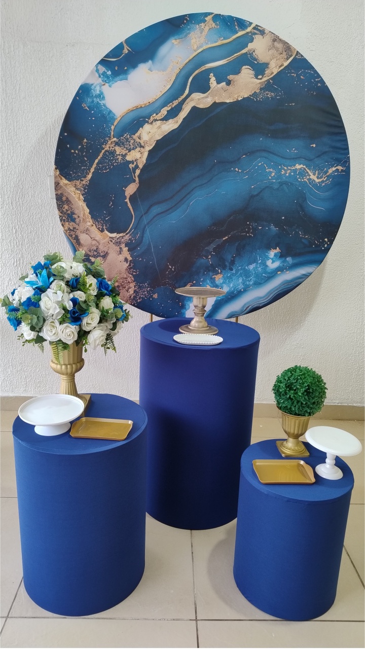 Kit Pegue E Monte Unissex Versão Feminina Efeito Mármore Azul E Dourado - Tradicional - Neide Locações pegue e Monte 